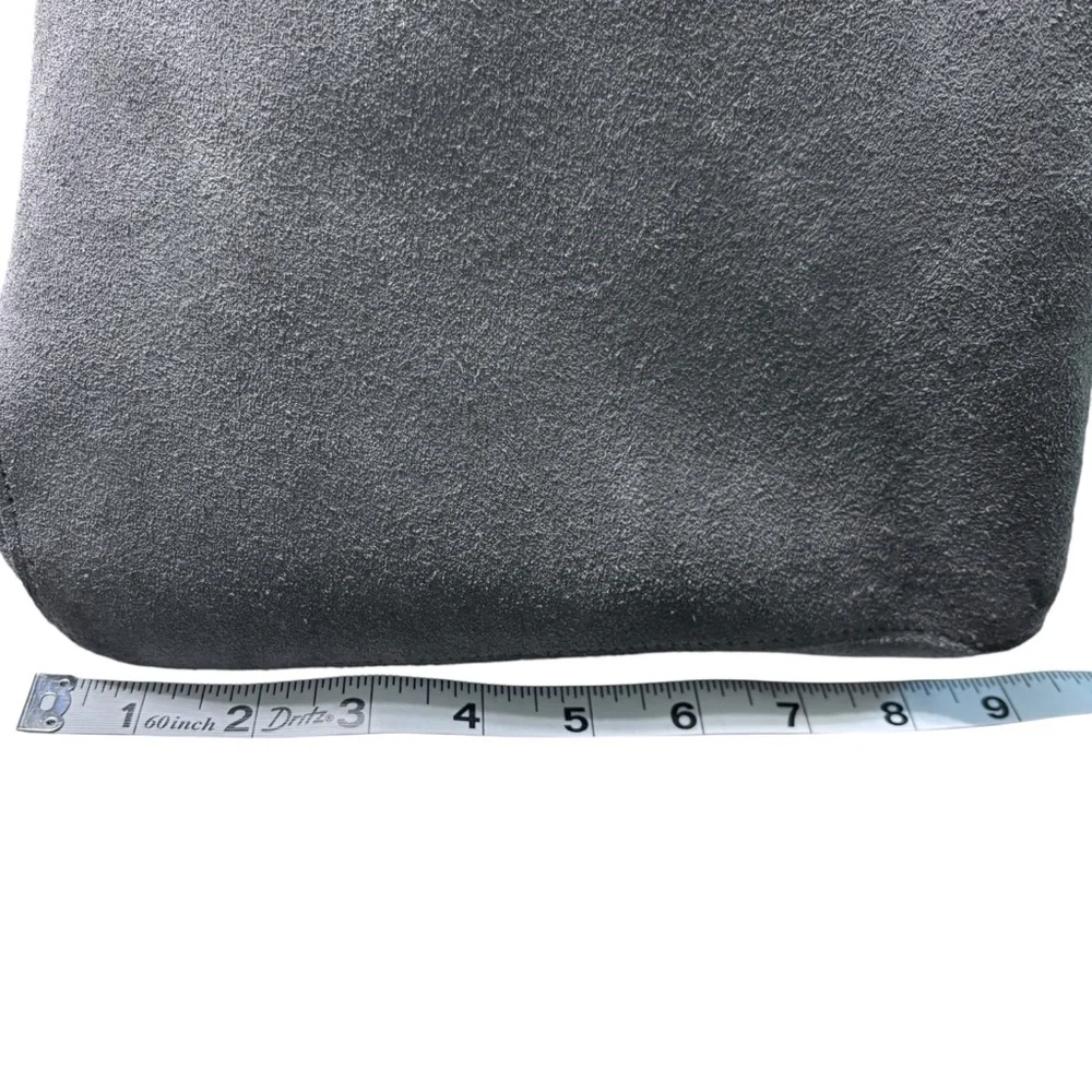 Mark And Graham Large Gray Suede Leather Purse Tote Brown Strap Shopper Bag